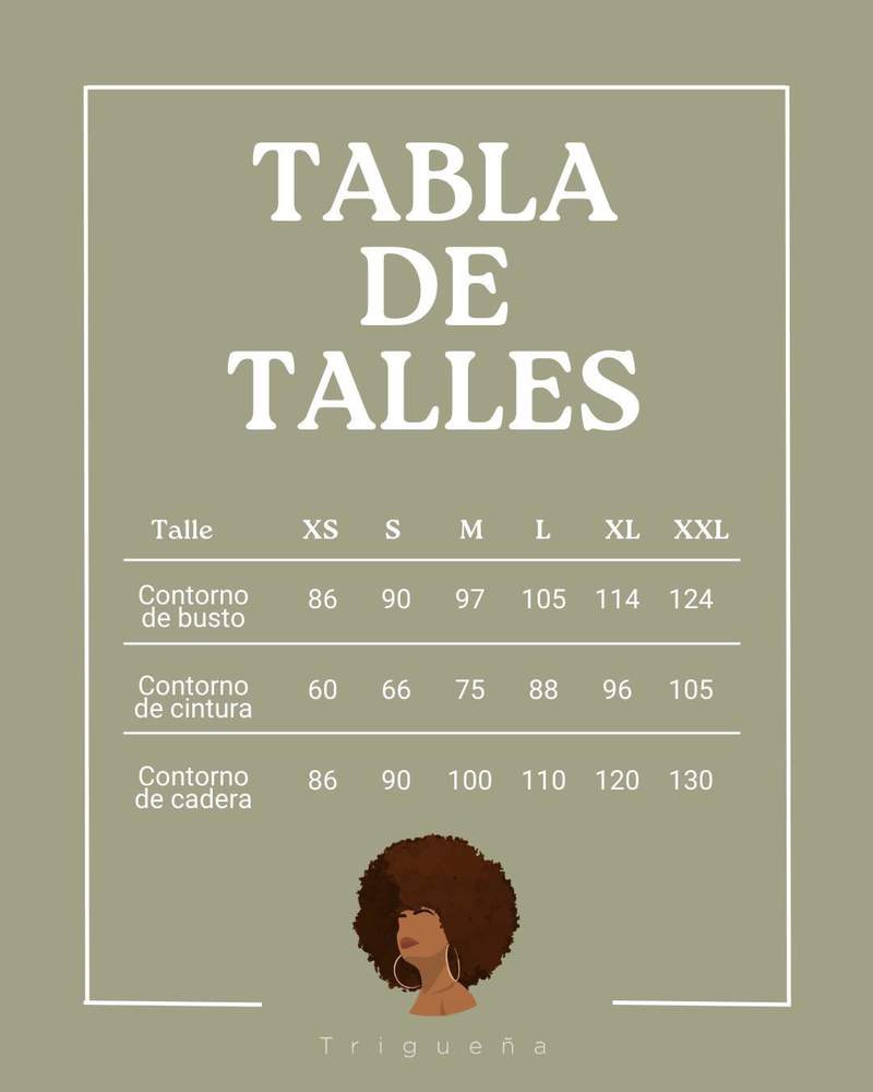 Tabla de medidas Trigueña